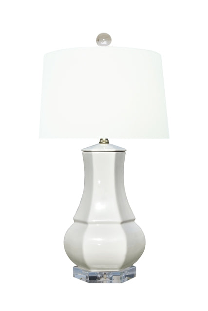 Porcelain Cream White Hexagonal Vase Lamp