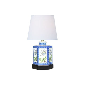Porcelain Hexagon Butterfly Jar Lamp