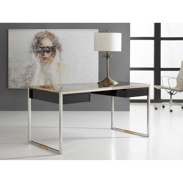 Stainless and Brass Writing Desk