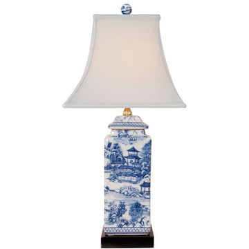 Square Jar Chinoiserie Lamp