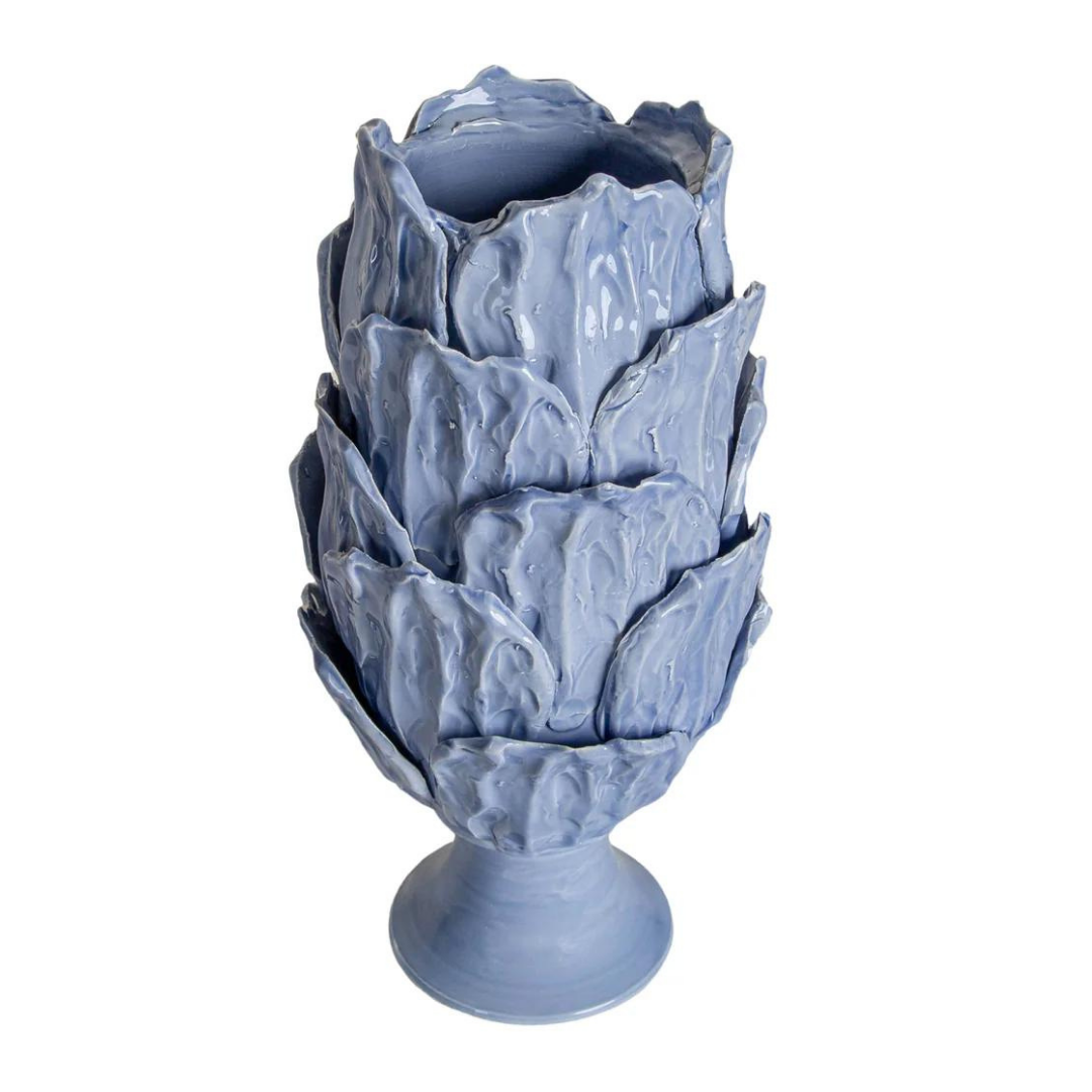 Foliage Footed Vase, Periwinkle