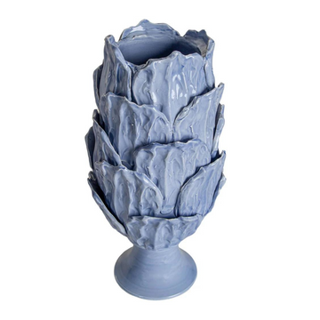 Foliage Footed Vase, Periwinkle