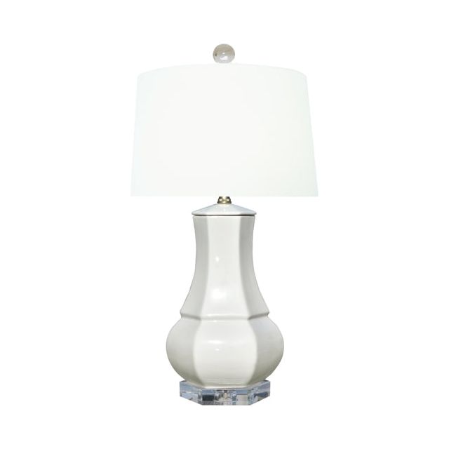 Porcelain Cream White Hexagonal Vase Lamp