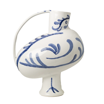 Pablo Pitcher, White w/ Blue Decor