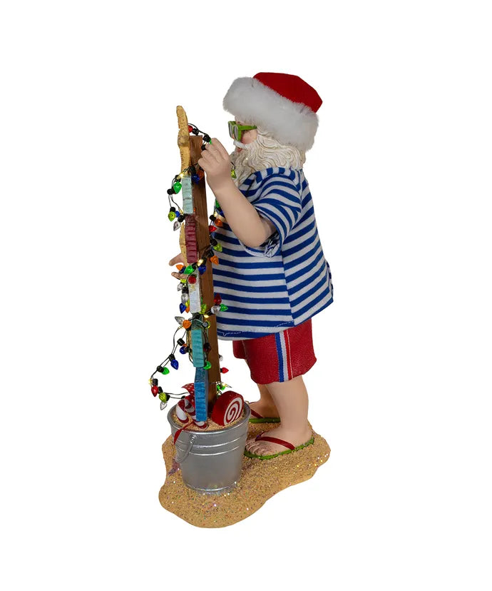 Fabriche Battery Operated Beach Santa With Lighted Sign