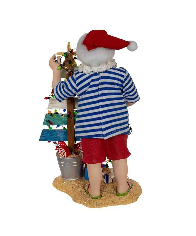 Fabriche Battery Operated Beach Santa With Lighted Sign