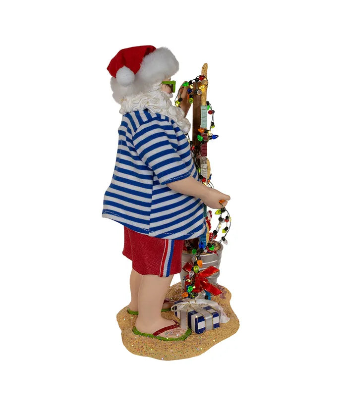 Fabriche Battery Operated Beach Santa With Lighted Sign