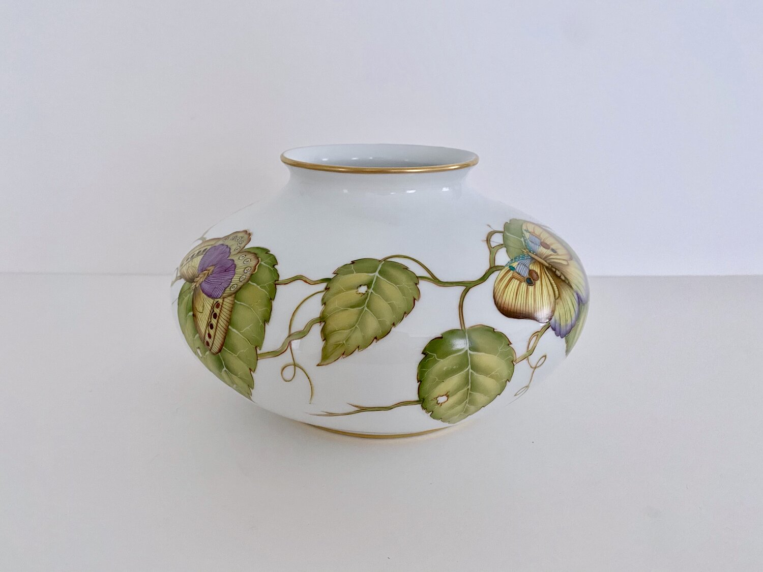 Art Nouveau Butterfly Low Vase