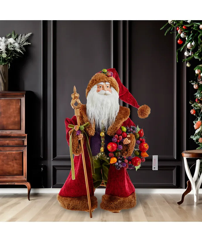 Sugar Fruit Santa with Fruit Wreath