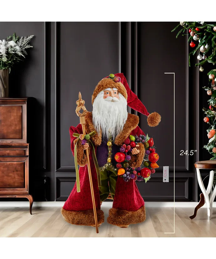 Sugar Fruit Santa with Fruit Wreath