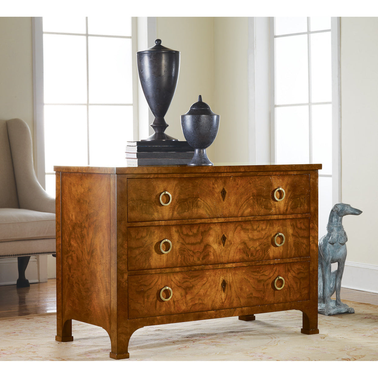 Three Drawer Walnut Commode