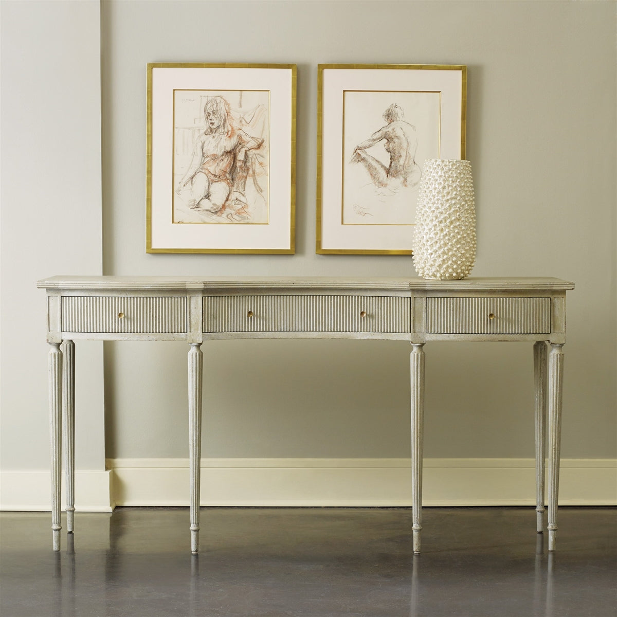 Ribbed Drawer Console