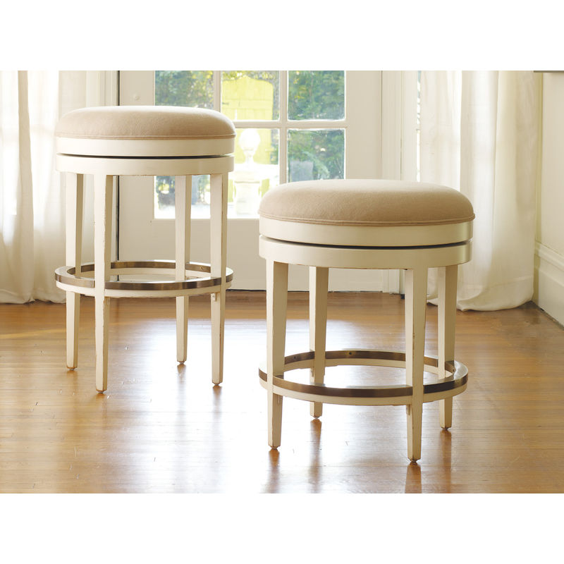 Carmel Bar Stool Swivel-Backless with Brass Footrail Protector