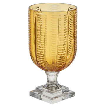 Glass Hurricane, Amber Top with Clear Base