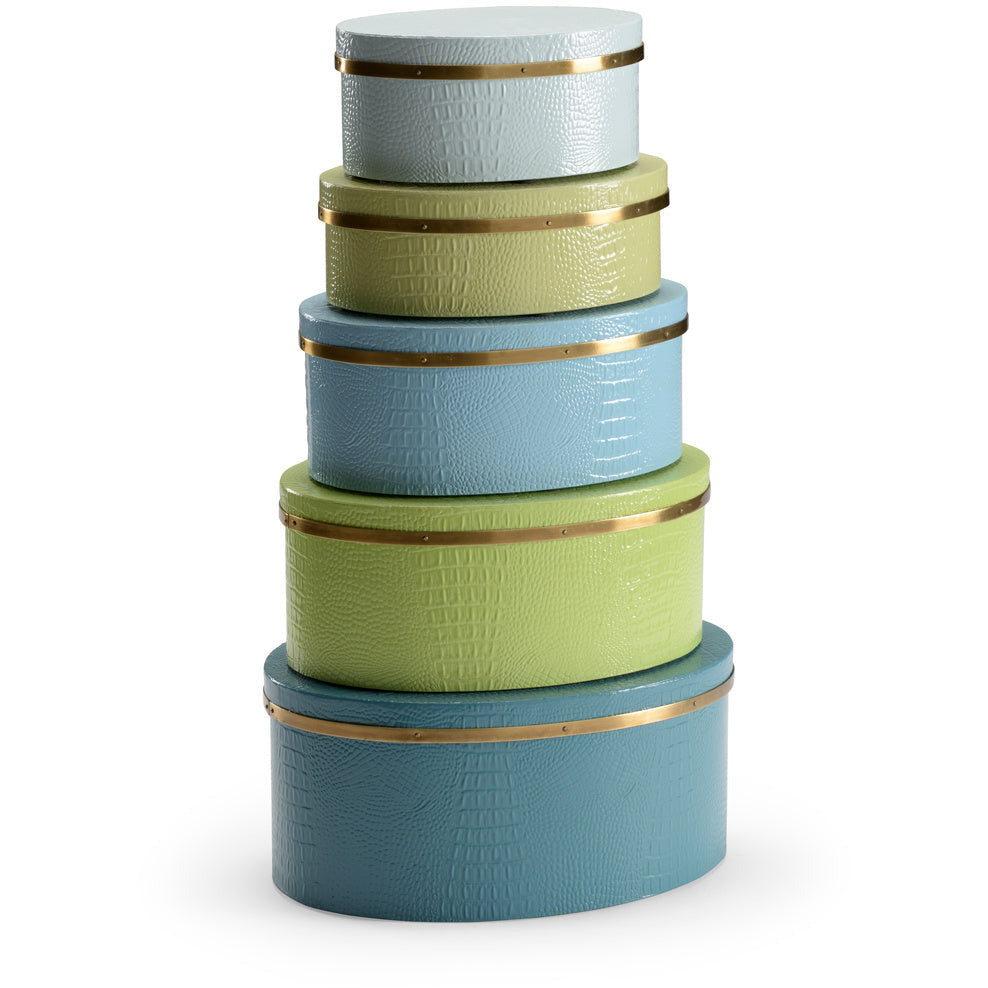 Oval Boxes - Blue/Green (Set of 5)