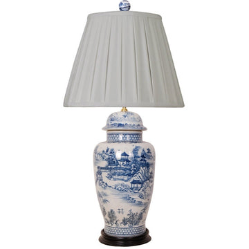 Temple Jar Lamp w/ Pleated Shade