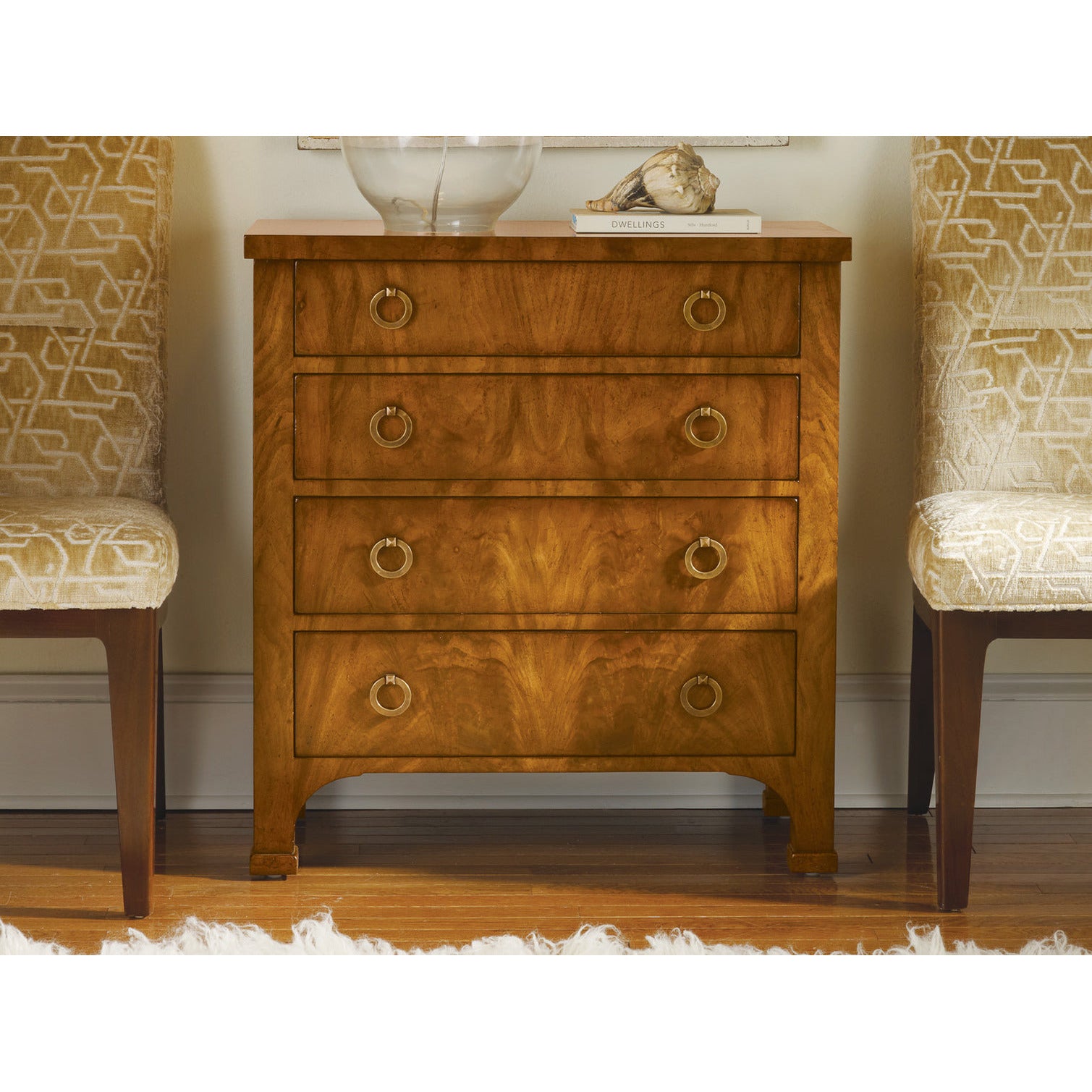 Walnut Biedermeier 4-Drawer Chest
